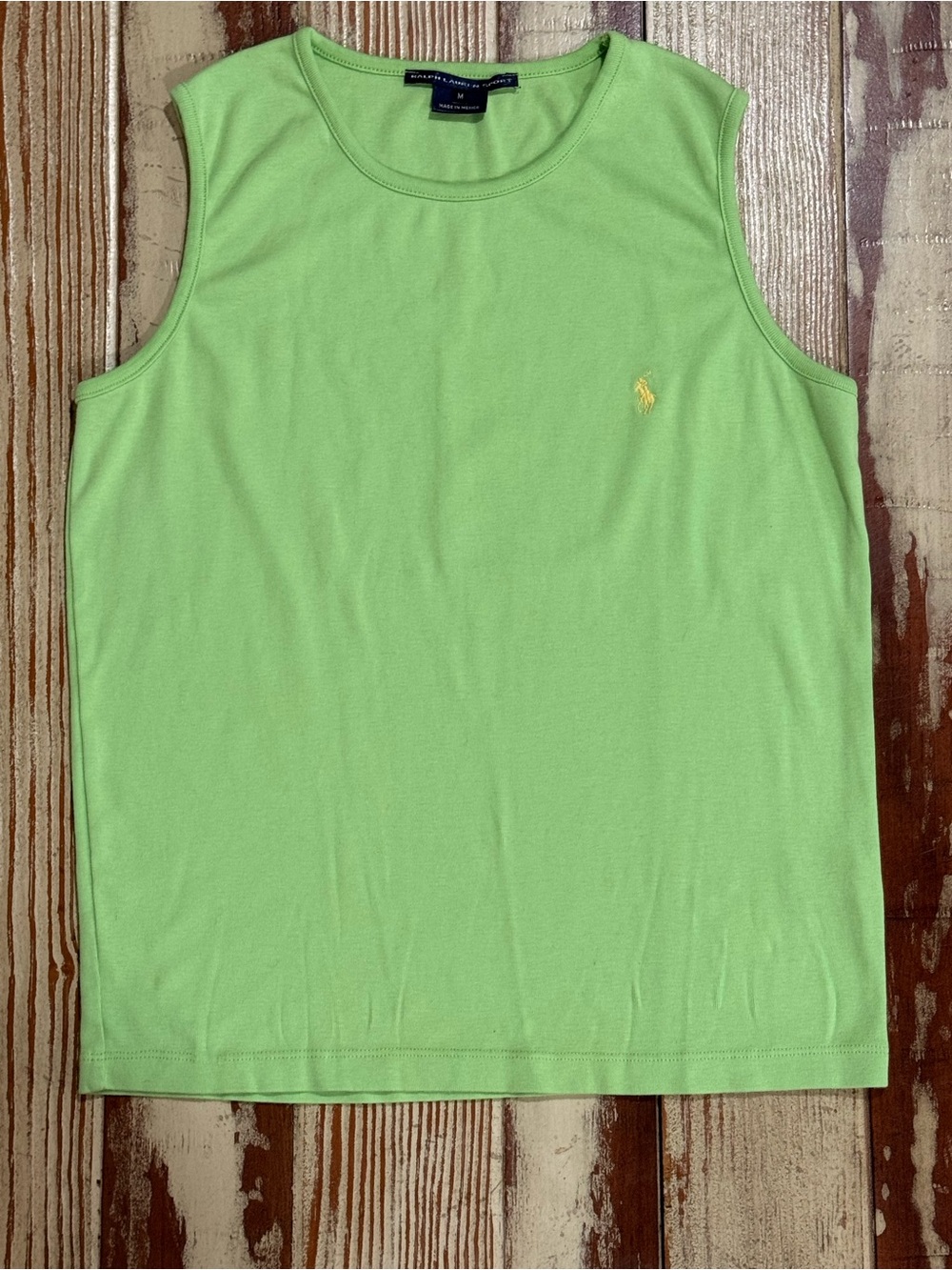 Ralph Lauren Sport Lime Green Sleeveless Top Tank Shirt Size M